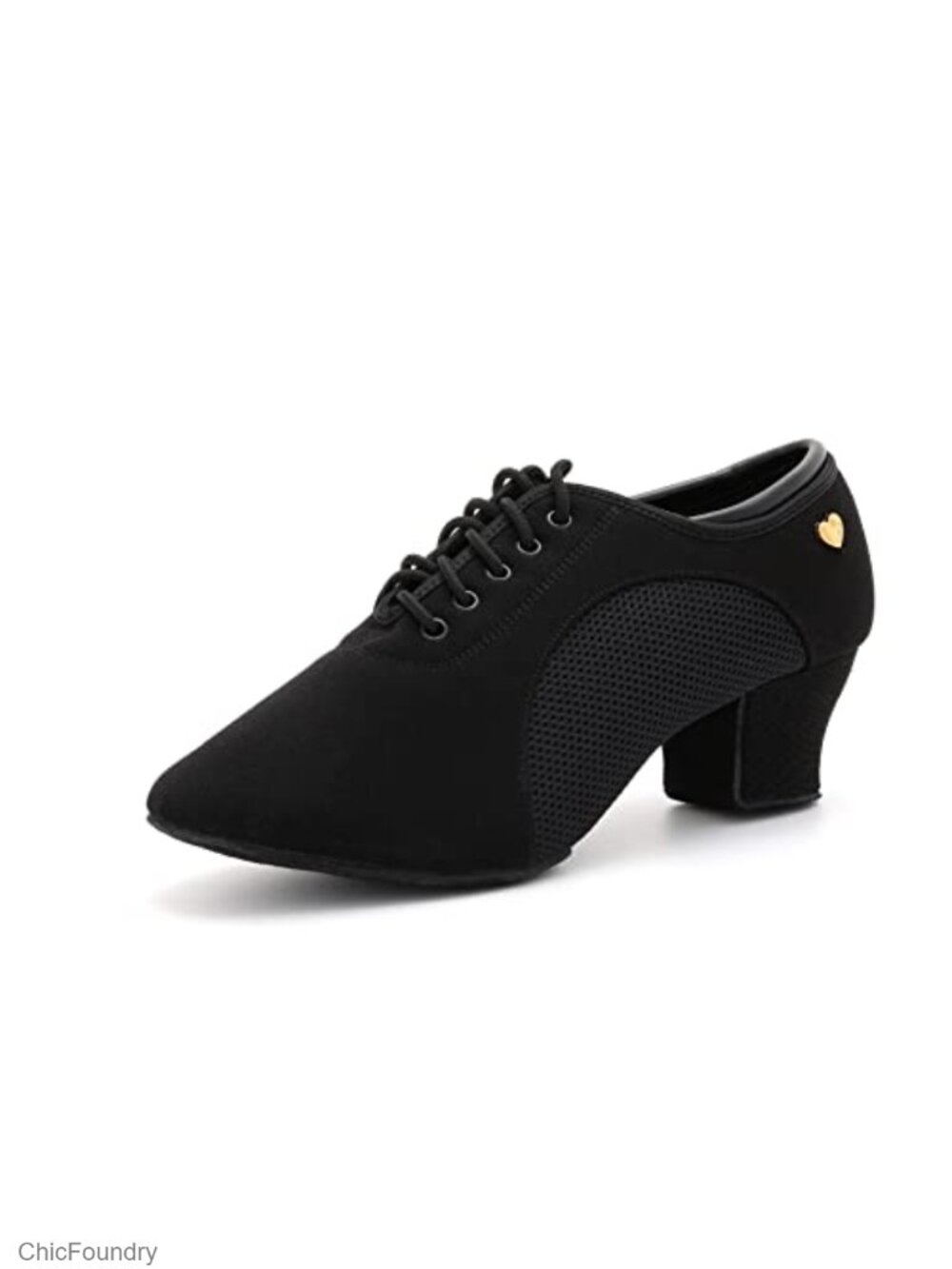 Women's Latin Dance Shoes Lace-up Split Suede Sole Cuban Heel Practice